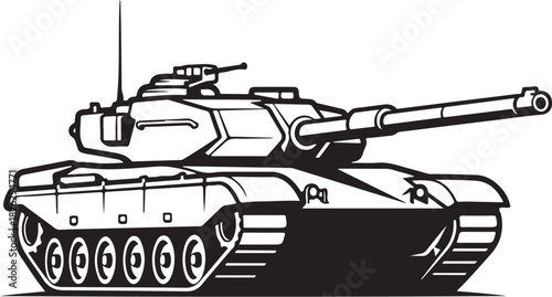 Armored fighting vehicle with treads and turret, isolated on white background