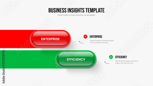 Modern Visualization 2 Step Diagram Frame Layout. Product Report Slideshow Template Vector Illustration. Digital Proposal Two Option Infographic Presentation Design.
