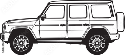 Luxury suv vehicle outline illustration side view isolated on white