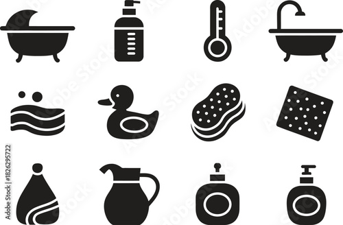 Silhouette Health Care and Medical Assistance Icons Set. Doctor, Patient, Wheelchair, Medical Treatment Vector Illustration