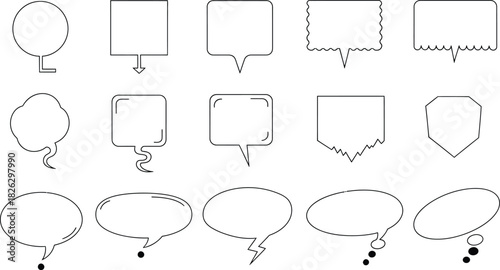 Hand drawn speech bubbles and thought balloons set for creative design projects