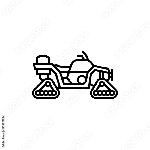 Snow ATV outline icon. Snow vehicle black line illustration.