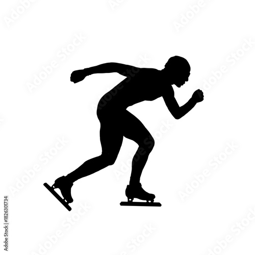 Speed skater   silhouette vector illustration