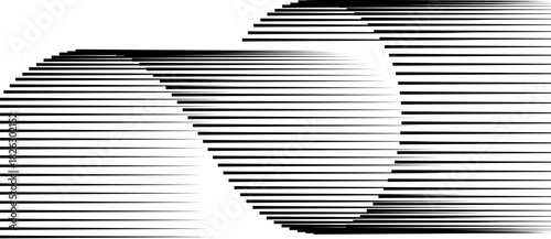 Abstract art geometric background with horizontal lines. Optical illusion with waves and transition.