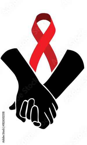 hand holding a red ribbon
