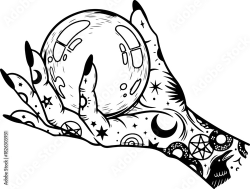 Mystic Hand Sigil Vector tattoo