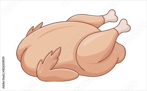 raw chicken meat with legs wings and stuffing isolated vector illustration on white background