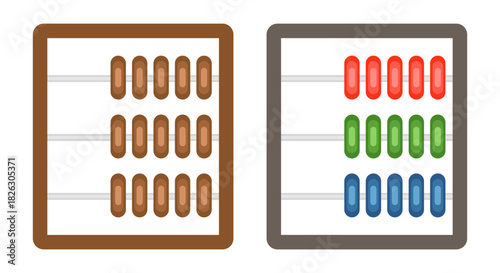 Wooden abacus icon set. Vector color icon isolated on white background.