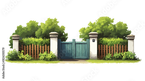 Watercolor-style Garden Gates 