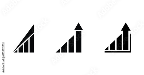 Signal strength indicator icons set in black, isolated on a transparent background