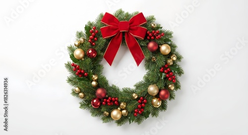 Top View Christmas Wreath Decoration with Ornaments