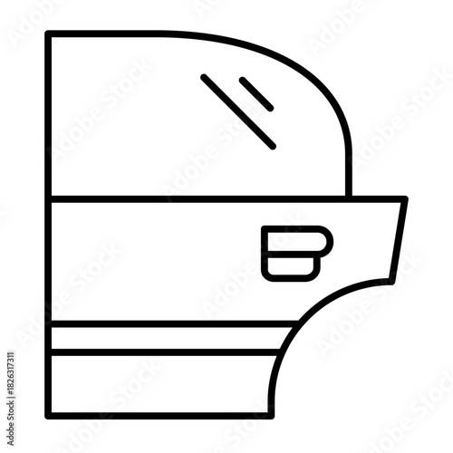 Car side door thin line icon, car parts concept. Vector graphics. Part sign on white background, style icon mobile or web design.