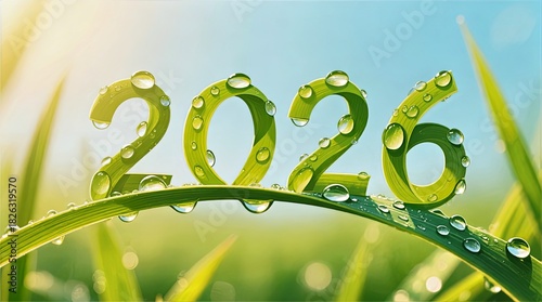 2026 Dew Drops on Green Grass