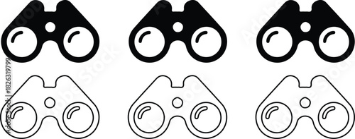 binocular black black outline icons set vector design logo art