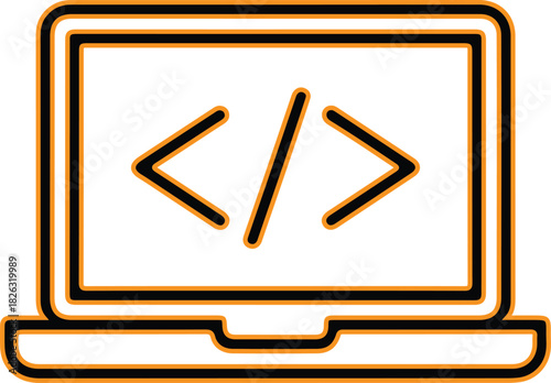 Laptop screen displaying code symbols for programming