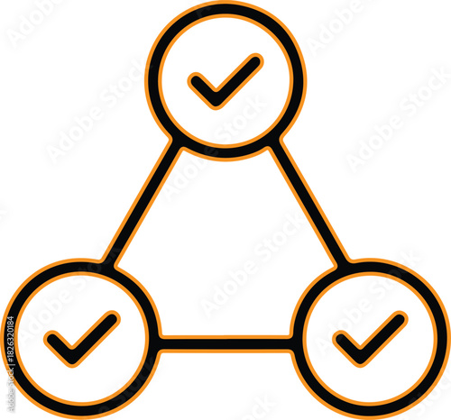 Three interconnected circles with checkmarks representing successful completion