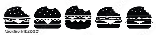 set of  burger bite icon vector illustration isolated on white background
