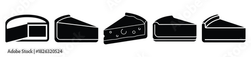 set of  cheesecake cut icon vector illustration isolated on white background