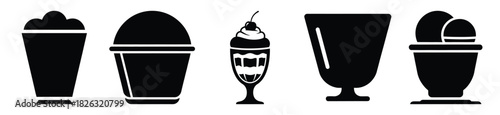 set of  cup dessert icon vector illustration isolated on white background