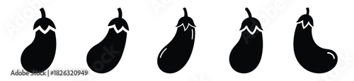 set of  eggplant shape icon vector illustration isolated on white background