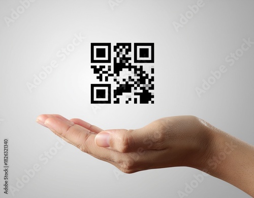 Digital Gateway: A hand cradles a modern QR code, symbolizing instant access to information.
