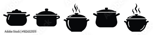 set of  hot soup pot icon vector illustration isolated on white background