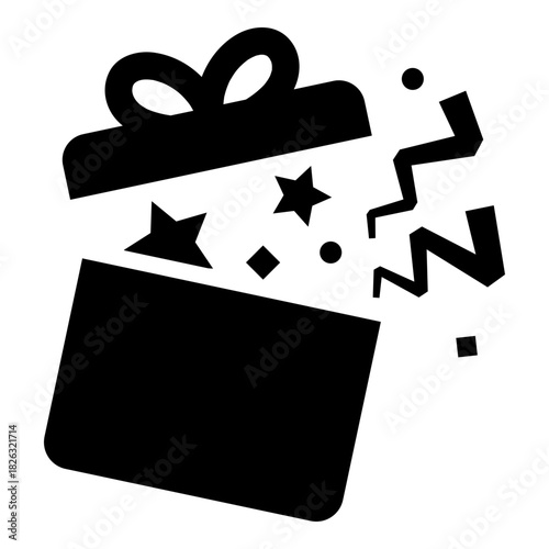 Surprise gift icon symbolizing excitement, reward, and positive experience. Ideal for achievements, loyalty bonuses, party themes, promotions, giveaways, and game reward unlock.