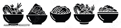 set of  kimchi bowl icon vector illustration isolated on white background