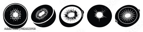 set of  kiwi cut icon vector illustration isolated on white background