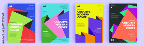 Modern abstract covers set, minimal covers design. Colorful geometric background, vector illustration.
