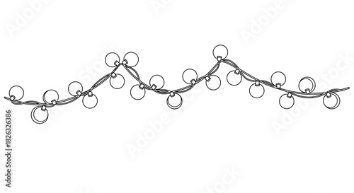 Minimalist string lights with glowing bulbs on a clean white background