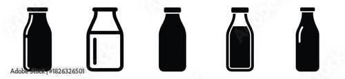 set of  milk bottle icon vector illustration isolated on white background