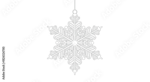 Elegant snowflake ornament with intricate line art detail