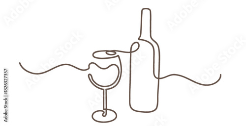 Bottle and glass line art