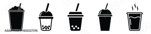 set of  milk tea icon vector illustration isolated on white background