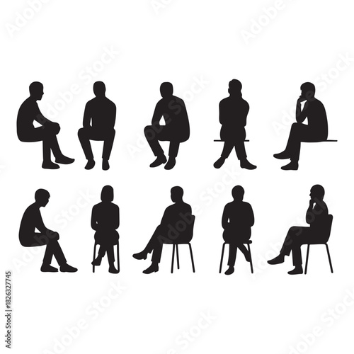  sitting silhouettes vector