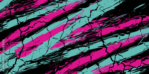Car sticker wrap banner abstract sporty lines pink blue greenish grunge color combination brush storm thunder modern pattern racing motorsport, Modern.