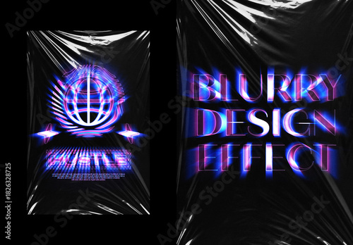 Blurred Plastic Text & Logo Effect Mockup