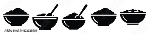 set of  oatmeal bowl icon vector illustration isolated on white background