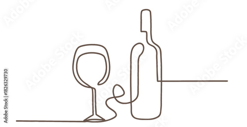 Bottle and glass line art