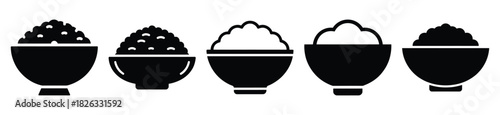 set of  rice bowl icon vector illustration isolated on white background