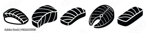 set of  sashimi slice icon vector illustration isolated on white background
