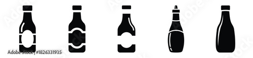 set of  sauce bottle icon vector illustration isolated on white background