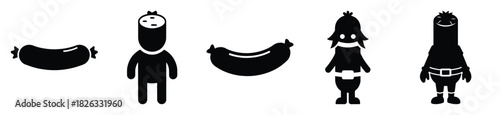 set of  sausage link icon vector illustration isolated on white background