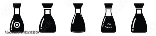 set of  soy sauce bottle icon vector illustration isolated on white background