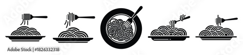 set of  spaghetti plate icon vector illustration isolated on white background