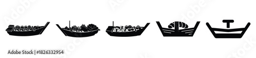 set of  sushi boat icon vector illustration isolated on white background