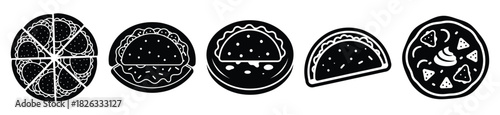 set of  taco pizza icon vector illustration isolated on white background