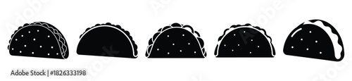 set of  taco shell icon vector illustration isolated on white background