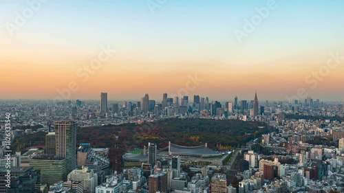 Tokyo Shinjuku city view Timelapse from dusk to night